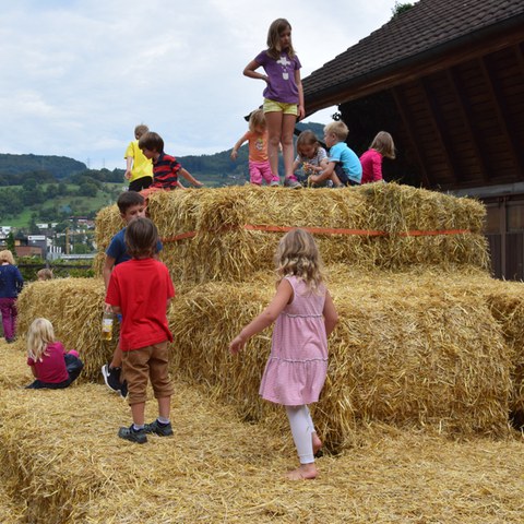 Ebenraintag 2016 - die Strohburg, Liebling der Kinder. Vergrösserte Ansicht
